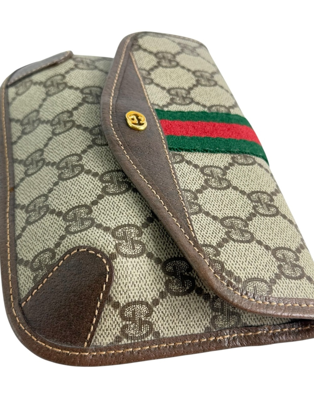 GUCCI Sherry Line Brown GG Canvas and Leather Trim Mini Clutch Pouch Coin Purse - Picture 8 of 17
